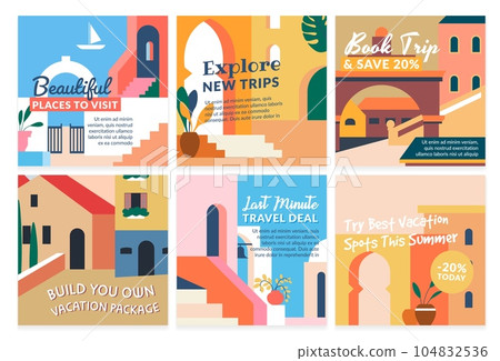 Network post design set for booking journey promo 104832536