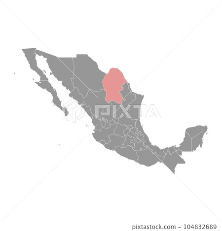 Coahuila state map, administrative division of the country of Mexico. Vector illustration. Coahuila state map, administrative division of the country of Mexico. Vector illustration. 104832689
