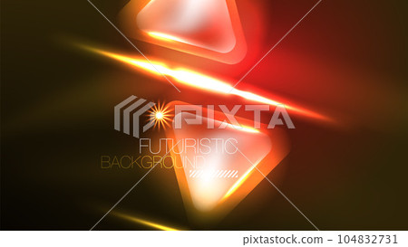 Techno neon triangles with light effects in the dark Techno neon triangles with light effects in the dark 104832731