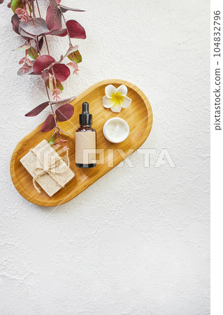 Spa treatment, home bath procedure. Set for bathroom 104832796