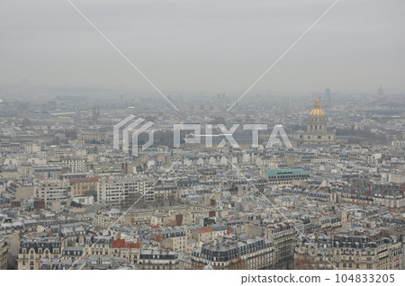 Scenic View over Paris on a hazy day. Paris, France. 104833205
