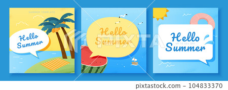 Hello summer holiday card templates Hello summer holiday card templates 104833370