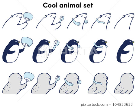 Cool animal set (polar bear, penguin, seal) 104833633