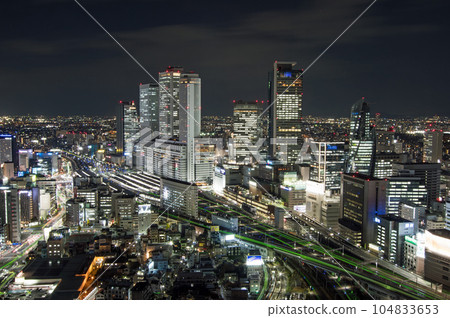 City night view Nagoya station view City night view Nagoya station view 104833653