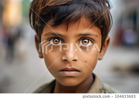The beautiful pure look of a boy from a poor country The beautiful pure look of a boy from a poor country 104833683