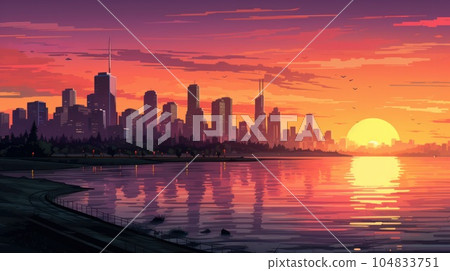 City background on the sunset - Stock Illustration [104833751] - PIXTA