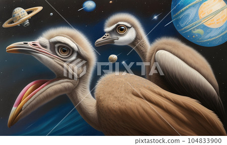 The bird is not an ordinary alien species created with the help of artificial intelligence, Technology of our future in outer space. Generative AI. The bird is not an ordinary alien species created with the help of artificial intelligence, Technology of our future in outer space. Generative AI. 104833900