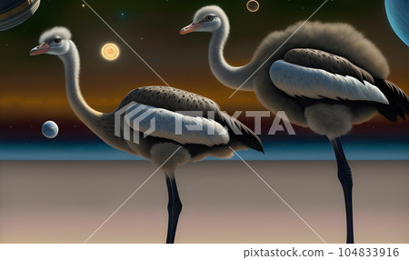 The bird is not an ordinary alien species created with the help of artificial intelligence, Technology of our future in outer space. Generative AI. The bird is not an ordinary alien species created with the help of artificial intelligence, Technology of our future in outer space. Generative AI. 104833916