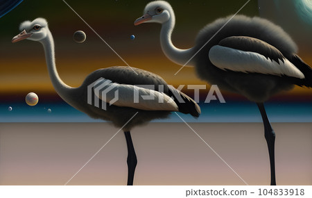 The bird is not an ordinary alien species created with the help of artificial intelligence, Technology of our future in outer space. Generative AI. The bird is not an ordinary alien species created with the help of artificial intelligence, Technology of our future in outer space. Generative AI. 104833918