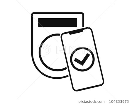 Illustration of a smartphone that makes cashless payment 104833973