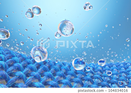 Close-up of fabric interlaced fiber with water drop. 104834016