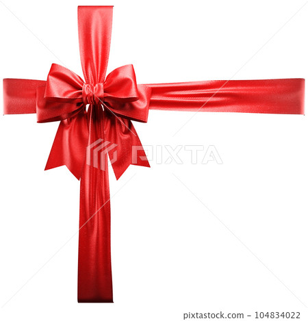 Red ribbon bow on white background. 3d 104834022