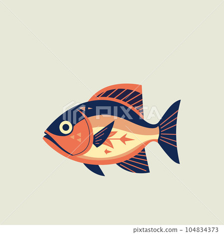 Geometric red salmon fish clipart 104834373
