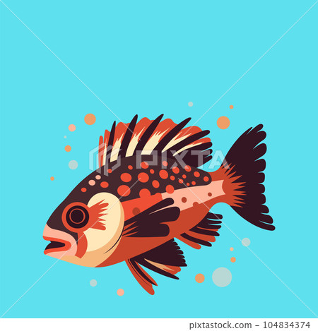 grouper fish vector illustration on blue background grouper fish vector illustration on blue background 104834374