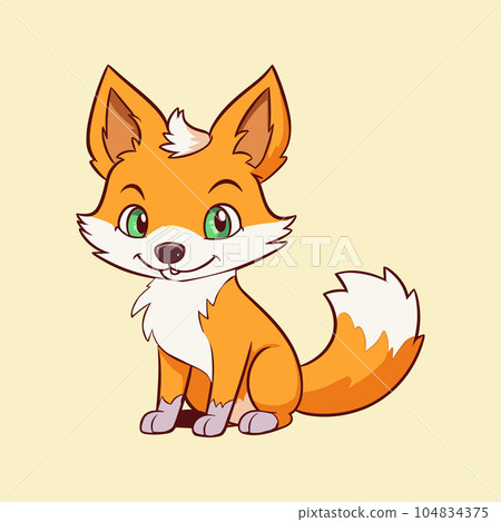 Happy cute fox illustration vector 104834375