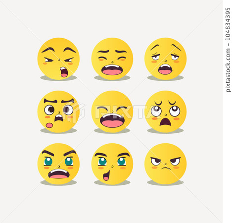 Yellow smile icons set on white background vector Yellow smile icons set on white background vector 104834395