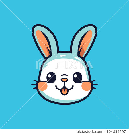 Cute bunny smiling face vector 104834397