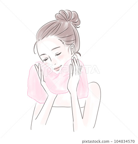 Illustration of a woman wiping her face 104834570