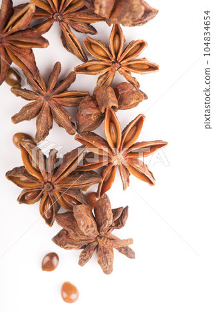 Whole Star Anise isolated on white background 104834654