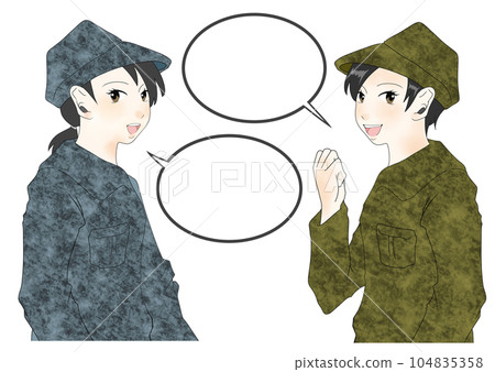 可愛的女自衛隊隊員插畫素材 可愛的女自衛隊隊員插畫素材 104835358