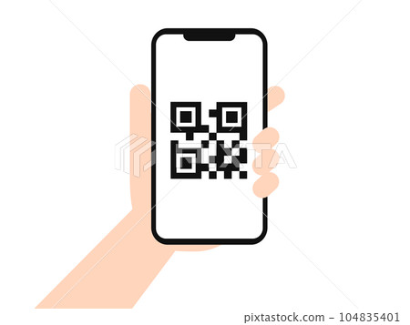 Illustration of reading a QR code with a smartphone Illustration of reading a QR code with a smartphone 104835401
