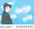 迷彩服藍天女孩插畫素材 104835440