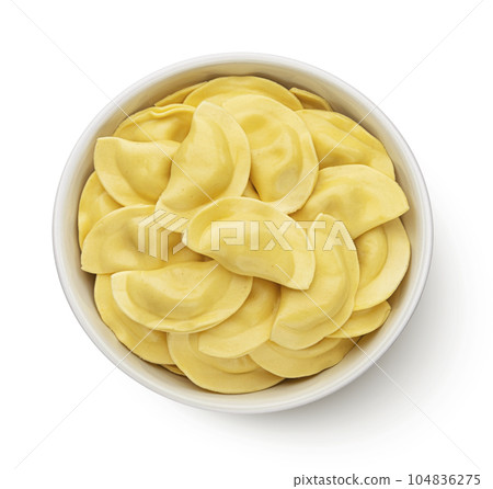 Vareniki, filled dumplings isolated on white background, top view Vareniki, filled dumplings isolated on white background, top view 104836275