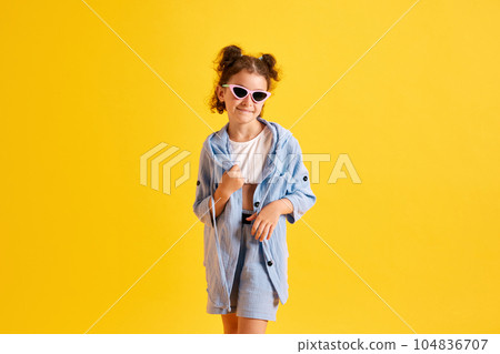 Portrait Of A Beautiful Little Girl In The Summer Stock Photo