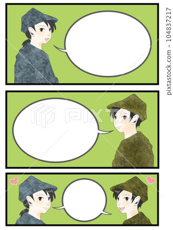 Cartoon material of two cute female Self-Defense Force members (2) 104837217