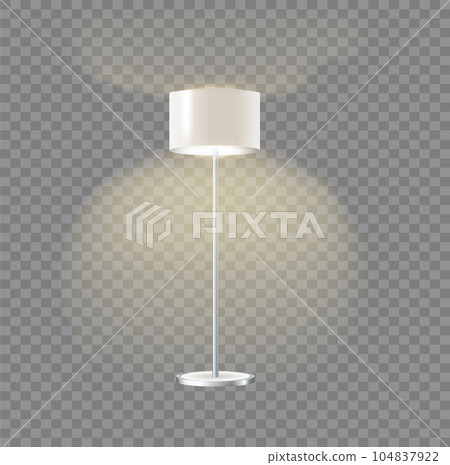 Realistic floor lamp. modern electric torchere with light isolated on transparent background. illustration light furniture set for illumination interior. Vector Realistic floor lamp. modern electric torchere with light isolated on transparent background. illustration light furniture set for illumination interior. Vector 104837922