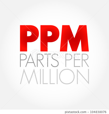 PPM Parts Per Million - number of units of mass of a contaminant per million units of total mass, acronym text concept background PPM Parts Per Million - number of units of mass of a contaminant per million units of total mass, acronym text concept background 104838076