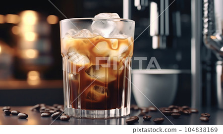 A refreshing sight of an iced coffee, enjoyment of a chilled coffee beverage. AI generated 104838169