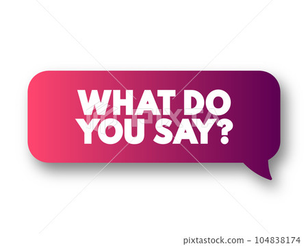 What Do You Say question text message bubble, concept background What Do You Say question text message bubble, concept background 104838174