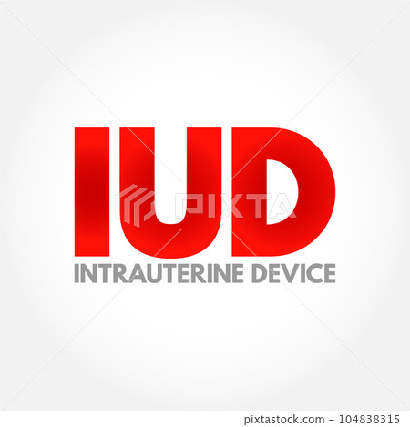 IUD Intra Uterine Device - T-shaped birth control device that is inserted into the uterus to prevent pregnancy, acronym text concept background IUD Intra Uterine Device - T-shaped birth control device that is inserted into the uterus to prevent pregnancy, acronym text concept background 104838315