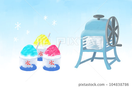 復古刨冰機冷刨冰插畫 104838786