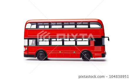 Red double-decker bus photo realistic illustration - Generative AI. 104838951