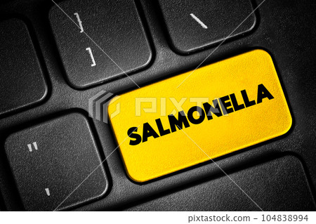 Salmonella is a genus of rod-shaped Gram-negative bacteria of the family Enterobacteriaceae, text button on notepad, concept background Salmonella is a genus of rod-shaped Gram-negative bacteria of the family Enterobacteriaceae, text button on notepad, concept background 104838994