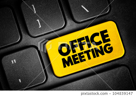 Office Meeting text button on keyboard, concept background 104839147