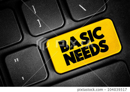 Basic needs - one of the major approaches to the measurement of absolute poverty in developing countries, text button on keyboard 104839317