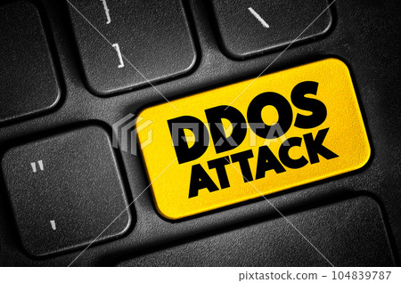 Ddos Attack text button on keyboard, concept background Ddos Attack text button on keyboard, concept background 104839787