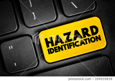 Hazard Identification text button on keyboard, concept background 104839839