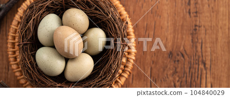 Rutin Chicken Ludin Chicken Egg Egg Brown Coffee Gray Top View Egg in nest Egg 生たまご 104840029