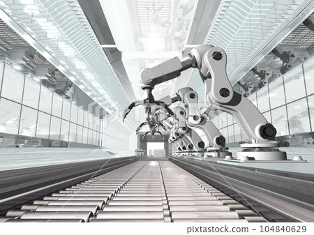 Industrial robot Production line Factory line Factory interior (3DCG image) Industrial robot Production line Factory line Factory interior (3DCG image) 104840629