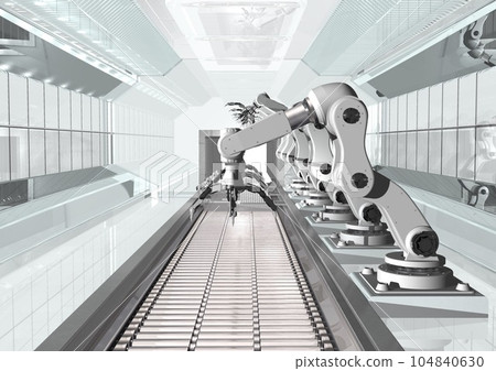 Industrial robot Production line Factory line Factory interior (3DCG image) 104840630