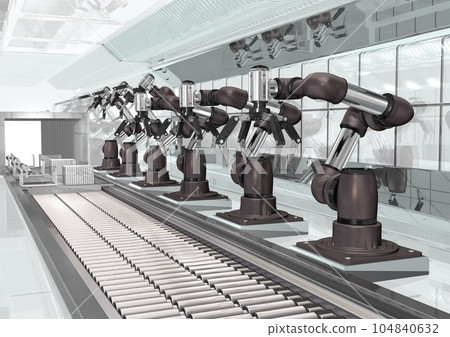 Industrial robot Production line Factory line Factory interior (3DCG image) Industrial robot Production line Factory line Factory interior (3DCG image) 104840632