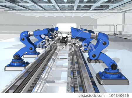 Industrial robot Production line Factory line Factory interior (3DCG image) Industrial robot Production line Factory line Factory interior (3DCG image) 104840636