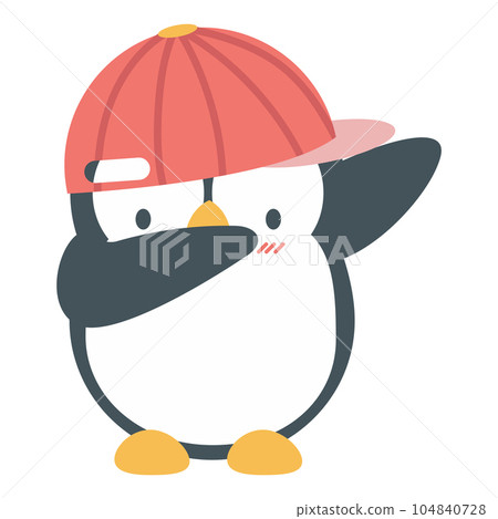 Cute Penguin Dabbing with Wearing Hat 104840728
