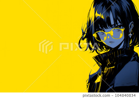 Anime illustration of a woman whose key color is yellow (Generative AI) 104840834