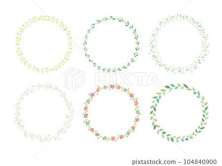Floral circular frame illustration set 104840900