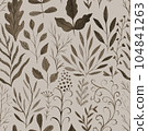 Green watercolor leaf seamless pattern. Composition of green leaves and branches on a white background, perfect for wrappers, wallpapers, postcards, greeting cards 104841263